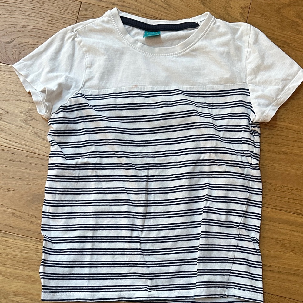 Striped White and Black Kids Short Sleeve Tee